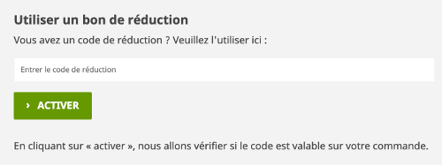 image de l'encadré code promo avant de payer