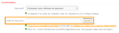 image de l'encadré "code de réduction" au formulaire d'inscription