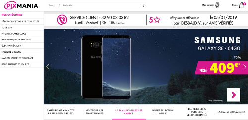 image d'une remise de 40% sur un smartphone Samsung sur la boutique Pixmania Belgique