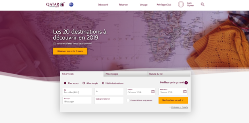 image du site web qatar airways