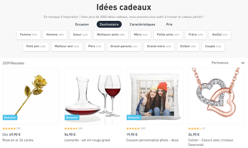 image du rayon idées cadeaux sur cadeaux.be