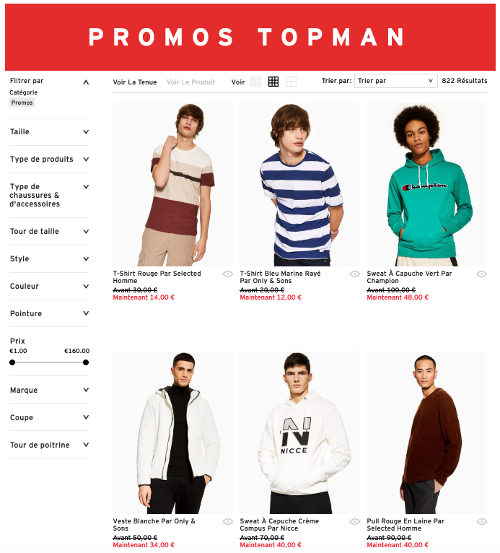 image de vêtements en promotions jusqu'à 60% sur Topman